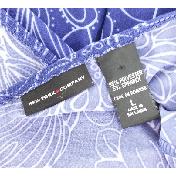 New York & Co Blue Fit Flare Dress Size L - Picture 6 of 7